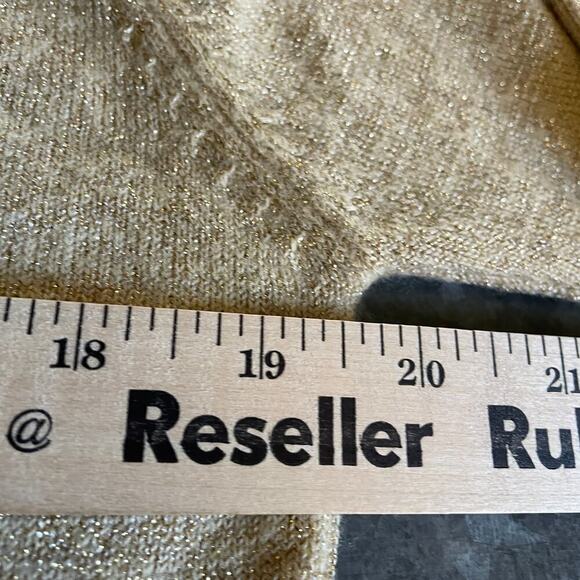 Vintage GOLD Metallic Wool Blend Koret Petites Mock Neck Sweater Medium Retro - Picture 7 of 8